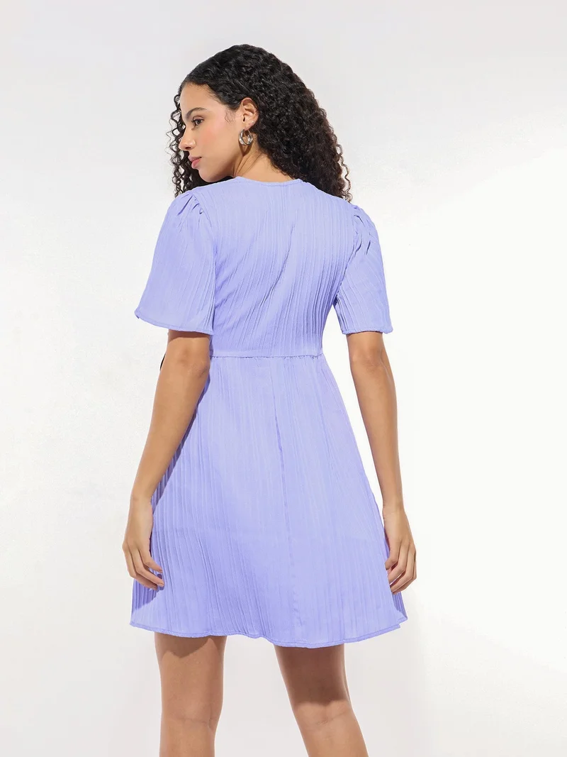 Outzidr  Lilac Mini Dress With Ribbon Detailing for Women | Best Price UAE